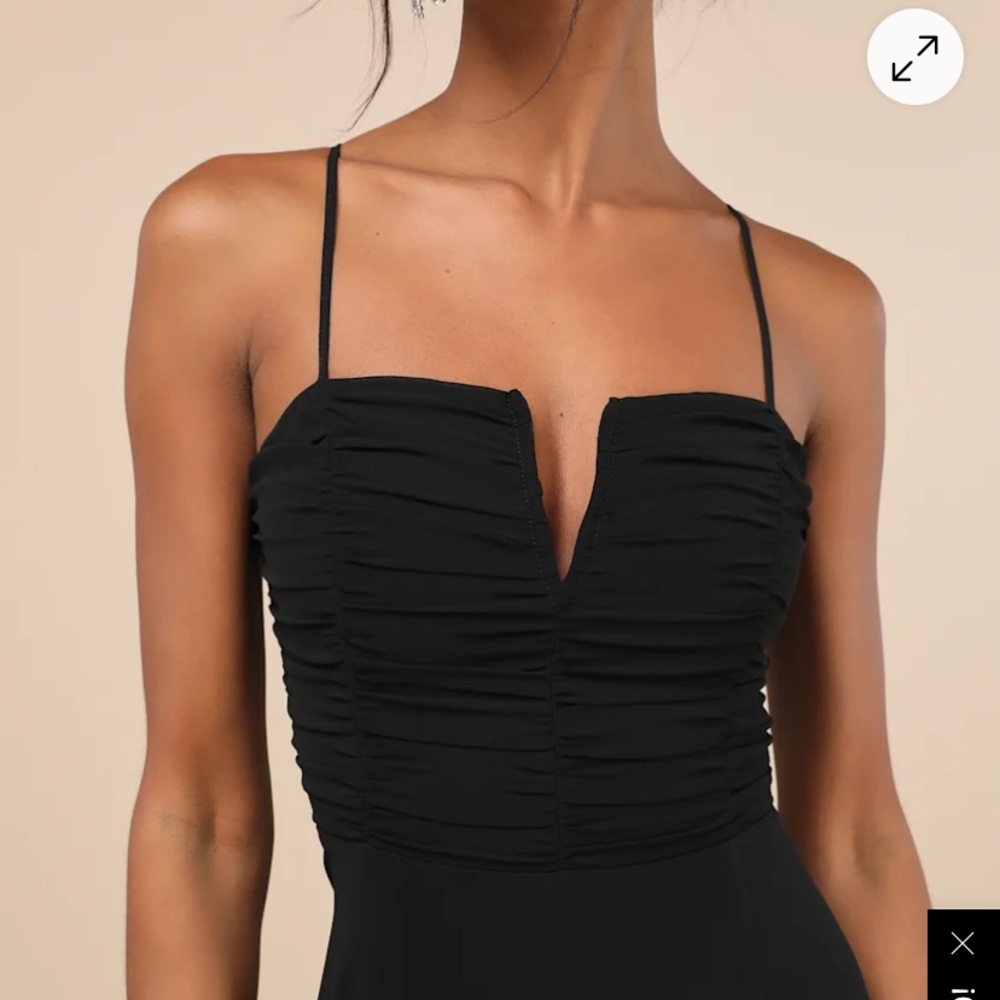 Lulu's Black Maxi Dress with Slit - Picture 3 of 4